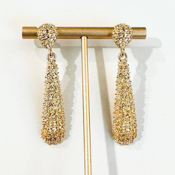 Textured Gold Teardrop Earrings - Picture 1 of 2